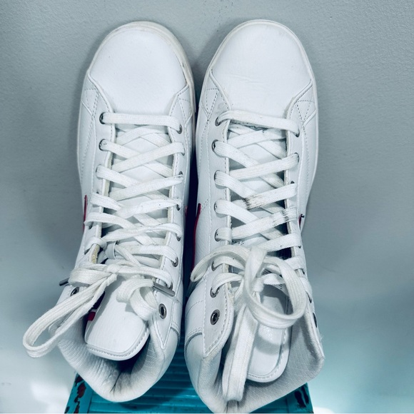 File Varallo White High Top Leather Sneakers Size 10 - Picture 6 of 10